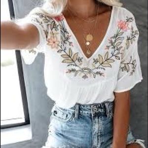 Vici Dolls Harper Embroidered Babydoll Top